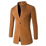 YIWAWQIAN Herren Wintermantel Slim Fit Wolle Wollmantel Eleganter Dicker Trenchcoat Gepolsterter Lässiger Peacoat Mantel Lang Herrenmantel Herren Wolle Wollmantel Khaki L