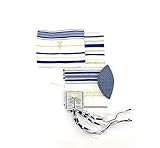Messianischer Tallit Gebetsmantel, dunkelblau und goldfarben, mit Talis-Tasche Size: In inches: 72'' / 22'' In cm: 182 / 55 b