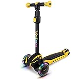 YOLEO Kinder Scooter Roller, Kinder Roller mit LED Leuchtenden Räder, Dreiradscooter 4 Höhenverstellbare für Jungen & Mädchen im Alter von 3-12 Jahren, bis 75kg blasbar, Gelb