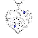 YL Mama Kette 925 Sterling Silber September Geburtsstein Spinellblau Zirkonia Mutter halten Kinderhand Anhänger Halskette Geschenke für M