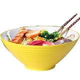 Porzellanschalen 2Er-Set,Japanische Ramen-Suppenschüsseln, Rührschüsseln Geschirrset-Mikrowellen- Und Spülmaschinenfest,Gelb