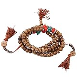 108 Perlen tibetisch-buddhistisches Gebets-Rosenkranz Yak-Knochen tibetisch-buddhistische Gebetskette buddhistisches Stretch-Armband Buddha Armband Halskette handgefertigt b