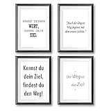 4 Premium Poster im Set Plakat Wandbild mit Spruch in schwarz-weiß ohne Bilderrahmen Dekoration Collage modern A4 21x30