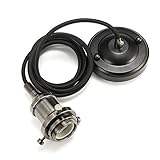 NUODIFAN E27 Lampenfassung Vintage Metall Pendelleuchte Kit Retro Edison Hängelampe Antike Lampe Zubehör, Keramik 3-adriges Textilkabel Ideal für Deckenbeleuchtung, Bar, Cafe - Schw