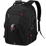 Lubardy Laptop Rucksack Herren 17 Zoll Notebook Schulrucksack Jungen Teenager mit USB Ladeanschluss Wasserdicht 17,3 Zoll Großer Schule Business Laptoptasche für Männer Schw