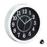 Relaxdays, Weiß Wanduhr rund, Ø 20cm, Kleine Uhr zum Aufhängen, Klassisches Design, batteriebetrieben, Sekundenzeig
