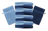Betz 10 Stück Waschhandschuhe Premium 100% Baumwolle Waschlappen Set 16x21 cm Farbe dunkelblau und hellb