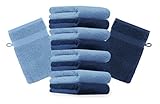 Betz 10 Stück Waschhandschuhe Premium 100% Baumwolle Waschlappen Set 16x21 cm Farbe dunkelblau und hellb