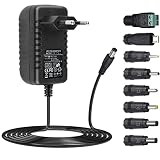 Universal AC Adapter 12V 2A Netzteil AC220V 230V zu DC12V 500mA 1000mA 1500mA 2000mA Leistungstreiber 5,5mm mit 8 DC Steckeradaptern Konverter Wechselrichter Ladegerät Transformator AC-DC Adap