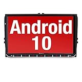 Vanku Android 10 Autoradio für VW Radio mit Navi 9 Zoll Touchscreen Unterstützt Qualcomm Bluetooth 5.0 DAB + WiFi 4G Android Auto 2 D