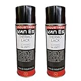 VE-INDUSTRIES Thermolack 2 x 400ml Spray Ofenlack Auspufflack hitzebeständiger Lack Ofenfarbe Schwarz matt 650°C