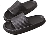 Cozy Unisex Shower Sandals with Thick Sole, Super Soft Home Slippers with Ergonomic Pelvic Floor Cushioned Extra Thick Waterproof Anti-Skid Against The Stench Open Toe House (Black,39-40)