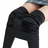 TUDUZ Damen Frauen Plüsch Kaschmir Lässige Dicke Leggings Super Elastische Dünne Legging Hosen (Schwarz)