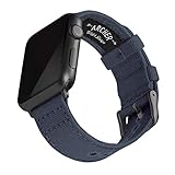 Archer Watch Straps - Canvas-Uhrenarmband für Apple Watch (Marineblau, Space Grau, 42/44mm)