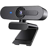 HD 1080P Webcam für PC, Autofokus USB Web Kamera mit Stereo Mikrofon und Abdeckung, 360° drehbar Streaming Webcam für Computer, Skype, YouTube Video, Zoom, Konferenz, Home Office(Schwarz)