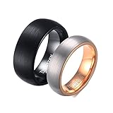 Paar Ringe 2 Set, Wolfram Ring Partnerringe Gebürsteter Ring 8/6 mm breitPaarringe Für Sie Und Ihn Mit Gravur, Damen 54 (17.2) & Herren 65 (20.7)