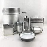 AWJ Badezimmer-Zubehör-Set Transparentes Harz-Badezimmer-Aufbewahrungs-Set inklusive Seifenspender Becher Zahnbürstenhalter Seifenbox Taschentuchbox Mülleimer-Blaug