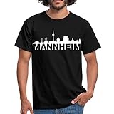 Spreadshirt Mannheim Skyline Weiss Männer T-Shirt, L, Schw