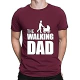 The Walking Dad Baby Carriage T-Shirt Father's Day Gift Novelty T-Shirt Retro Black Top Tee for M
