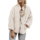 Xiangdanful Damen Winterjacke Teddyfleece Gefütterte Mantel Parka Revers Plüschjacke Winterparka Frauen Dicker Plüschfutter Teddymäntel Wintermantel Longjacke Wintermantel Steppjack