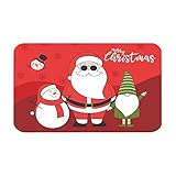 WOYAOFEI Xmas Teppich Bodenmatte Große 40X60cm Merry Christmas Cartoon-Druck Fußabtreter Festliches Neujahrs-Thementeppich Weihnachten Fuß