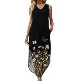 Maxikleider Damen Sommerkleid Boho Partykleid Cocktailkleid Blumenkleid Loose T Shirt Kleid Freizeitkeid Damen Blusenkleid Damen Sommer Swing Kleid Strandkleider Sommerkleid F