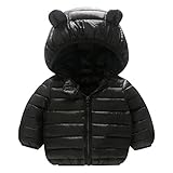 Detrade Kinder Winter Jacken Mit Kapuzen Bär Ohr Hoodie Warme Sportjacke Winter Daunenjacke Baumwollkleidung Outwear Mantel Outdoor (#01-Schwarz, 9-12 Monate)