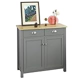 SoBuy FSB25-HG Sideboard mit 2 Schubladen und 2 Türen Kommode Küchenschrank mit Arbeitsplatte Flurschrank Beistellschrank grau BHT ca.: 79x80x35