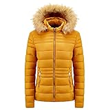 IQYU Damen Plüsch Kapuzenjacke Gestreifte Warme Daunenjacke Jacke Winter Abnehmbarer Hut Damen Lose Baumwolljacke Leichte Kleidung