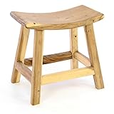 Divero HM50101 Hocker Sitzhocker Holzhocker Badhocker Duschhocker Schemel – Suar Holz massiv unbehandelt Reine Handarbeit-b