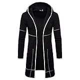 CICIYONER Herren Oberteile, Mode Herren Mit Kapuze Solide Graben Mantel Jacke Strickjacke Lange Ärmel Outwear B