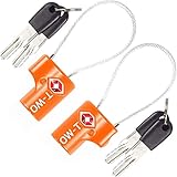 Kabel Schloss mit Schlüssel (2er Set) OW-Travel Kofferschloss Vorhängeschloss Gepäckschloss Sicherheitsschloss Schlüsselschloss TSA Lock Cable USA Schloss für Reise Koffer Spind Rucksack (Orange)