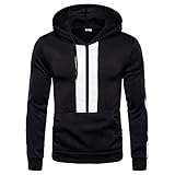 DDZYQ Sweatshirt Herren Basic Slim Fit Gestreift Spleißen Mit Taschen Männer Hoodie Herbst Winter Fleecefutter Warm Täglich Casual Sport All-Match Herren Pullover A-Black M