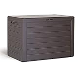 Auflagenbox 190 L Holz-Optik Wasserabweisend Deckel Abschließbar Garten Balkonbox Gartenbox Truhe B