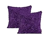 MAGMA Fluffy Kissenhülle ca. 40 x 40 cm kuschelweicher Plüsch in Felloptik 17 Aubergine (2er Set)