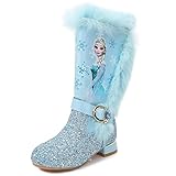 Kosplay Schneestiefel Mädchen Prinzessin Schuhe ELSA Eiskönigin Stiefel Kostüm Zubehör Stiefel mit Hohen Absätzen Winterstiefel mit Warm Gummistiefel Outdoor Festlich Karneval Geburtstag