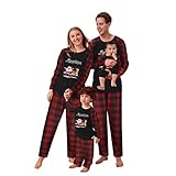 Weihnachten Familie Schlafanzug Kinder Pyjama Langarm Lauschig Zweiteilig Schlafanzüge Set Winter Nachtwäsche Weihnachtspyjamas Eltern-Kind-Anzug