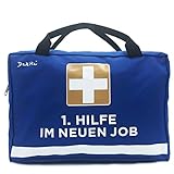 Dakita 1. Hilfe Tasche zum Abschied von Kollegen - 28x18x8cm groß | Lustiges Geschenk zum Abschied von Kollegin zum Jobwechsel | Ideales Abschiedsgeschenk für Arbeitskollegen (Ohne Inhalt, blau)