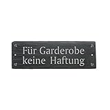 Schild FÜR GARDEROBE KEINE HAFTUNG aus Schiefer - ca.22 x 8 cm - Tü