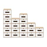 BigDean 20x Schuhaufbewahrung BRAUN/Weiss mit Sichtfenster Aufbewahrungsbox Stapelbar Storage Box Schuhbox Schuhkarton Schuhschachtel Allzweckbox Schublade Pappe aus Kraftpap