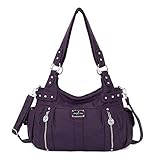Angelkiss groÃŸe börsen und Handtaschen für Damen, gewaschenes Kunstleder, Crossbody Hobo-Umhängetasche, Schultertasche, Handtasche, Violett (violett), Larg