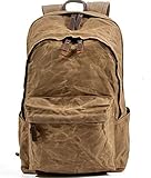 AERJMA Canvas Tasche Retro Outdoor Rucksack Große Kapazität Rucksack Herren Bergsteigen Wasserdicht Outdoor Reisetasche Student Schultasche Khak