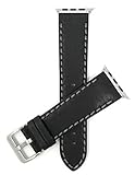 Bandini Ersatzlieferung Uhrenarmband für Apple Watch 42mm, Leder, Schwarz, Wasserdicht, M