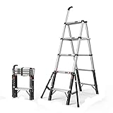 Leiter Hocker Tritthocker,Klappleiter, Doppelseitige Aluminium-Trittleiter, Zusammenklappbar, Mit Rutschfesten Füßen, Leichte Trittleiter, StufenleiterBelastbar Bis 150 Kg ( Size : 5 STEPS )