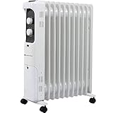 Grandma Shark Ölradiator, Heizgeräte, Heizlüfter, Elektroheizkörper, Tragbare Elektrische Heizung mit Einstellbarer Temperatur - Weiß (2500W/11Fin)