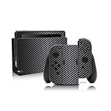 Folien Skin für Spiele Konsole Joy-Con und Ladestation Aufkleber Set Top Schutz gegen Kratzer Design Sticker Cover passgenau selbstklebend RX021 (Nr. 9 Carbon Schwarz)