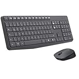 Logitech MK235 Kabelloses Tastatur-Maus-Set, 2.4 GHz Verbindung via Unifying Nano USB-Empfänger, 10m Reichweite, 15 FN-Tasten, 3-Jahre Batterielaufzeit, PC/Laptop, Deutsches QWERTZ-Layout - G