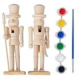 THE TWIDDLERS 2 Weihnachten Nussknacker aus Holz zum Selber Bemalen, 18cm - DIY Basteln Weihnachtsdeko für Kinder - Farben Ink