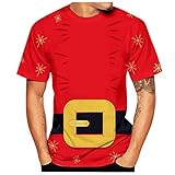 AILIEE Herren Weihnachten T-Shirts Herbst Winter Freizeit Rundhals Xmas Gedruckt Kurzarm Top Kurzarm Bluse Männer Pullover Oberteil(B,XXL)