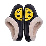 Damen Smiley Face Winter Hausschuhe Flauschiges Fell Gefüttert Indoor Outdoor Niedlichen Garten Schuhe Rutschfeste Home Sandalen Warm House Pantoletten Jungen Mädchen Unisex Slipp